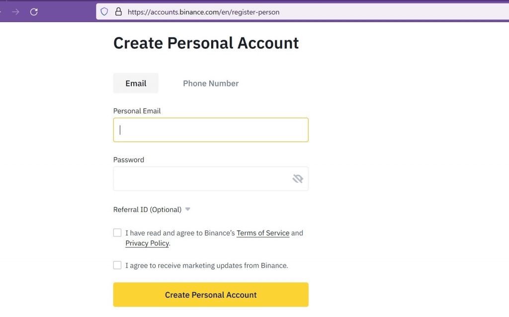 how to open a Binance account